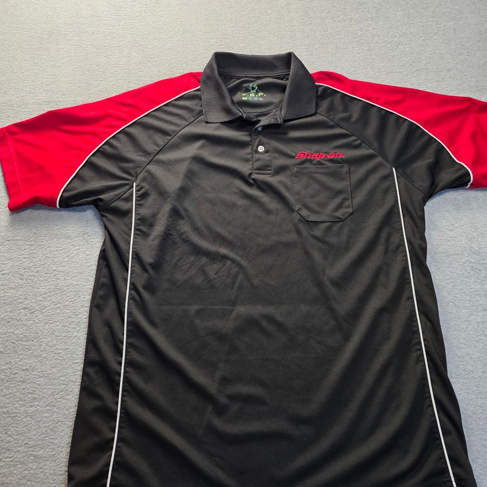 Snap-on‎ Tools Polo Shirt Mens 2XL Black Red Raglan Sleeve Pocket F.S.P. HTT